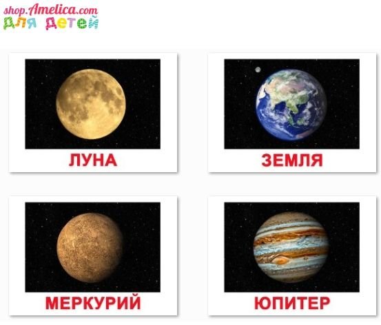 Карточки с изображением планет