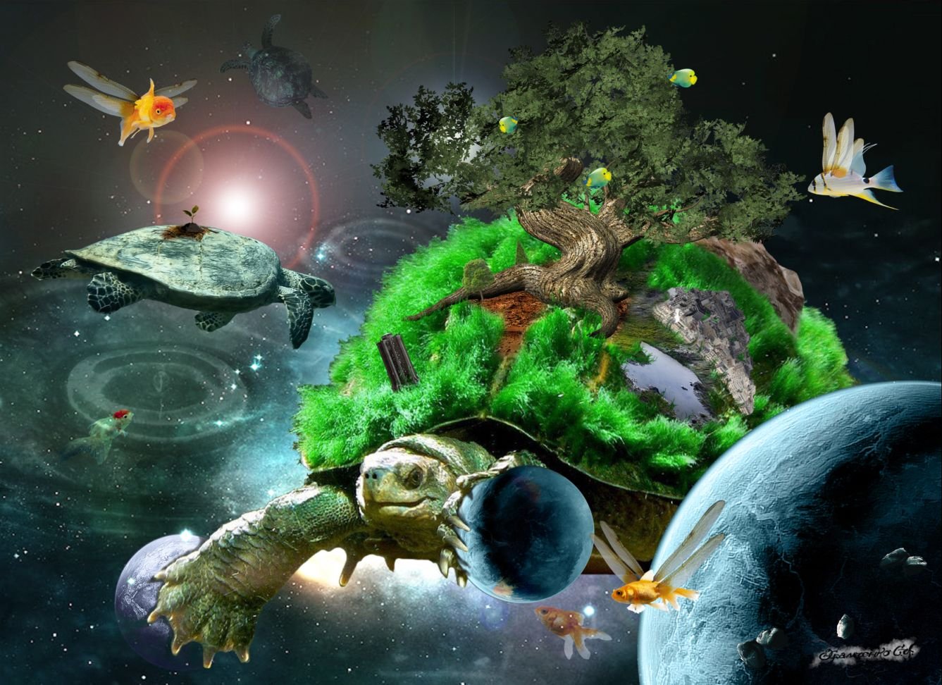 Мир на трех слонах. Земля на черепахе. Планета земля на черепахе. Мир черепах. Планета плоская на черепахе.