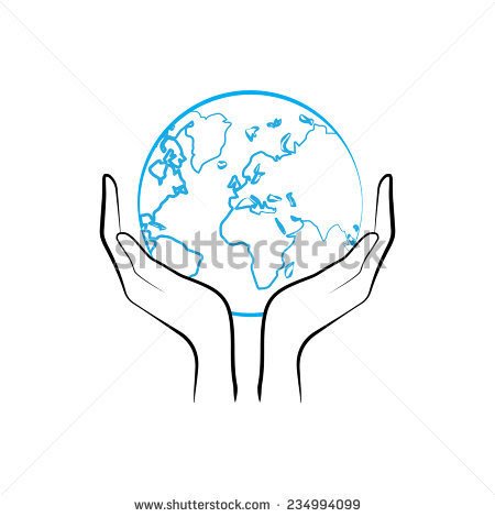 Трафарет земля в руках