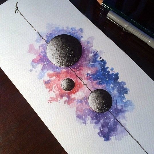 Космос акварель эскиз