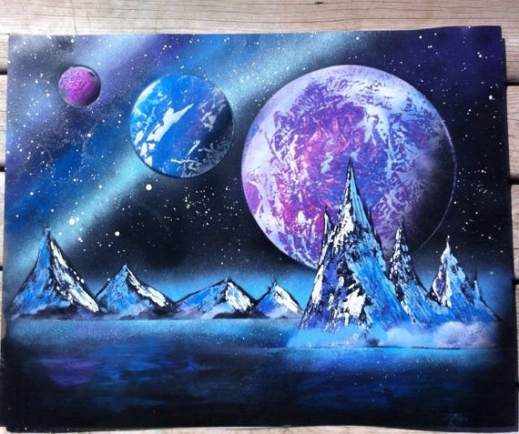 Космический пейзаж гуашью