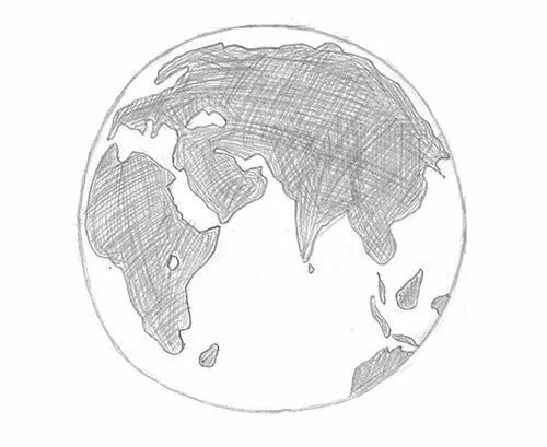 Земля рисунок карандашом