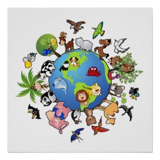 Планета земля с животными