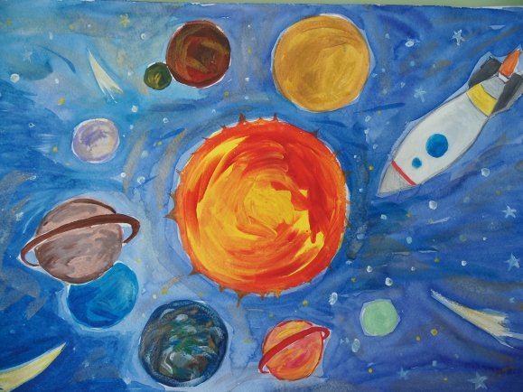 Планеты гуашью