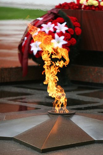 Вечный огонь с цветами