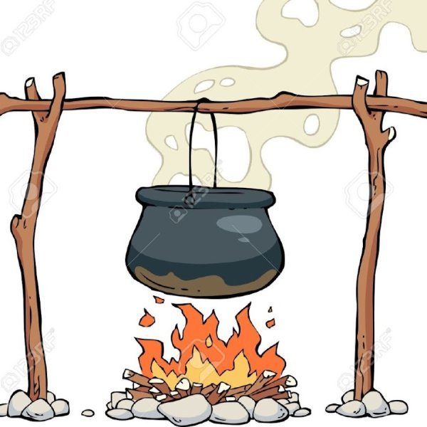 Котел на костре вектор