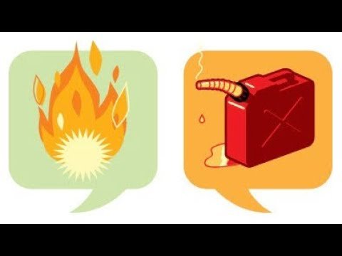 Канистра с бензином и огонь