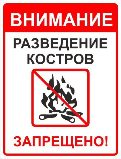 Разведение костров запрещено знак