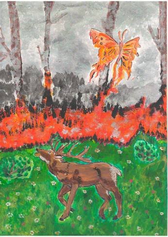 Рисунок горящего леса