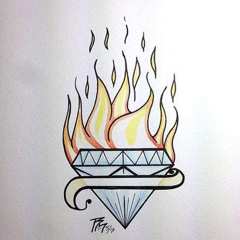 Рисунок огня для срисовки