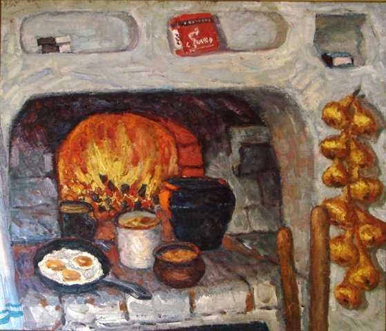 Русская печь с едой