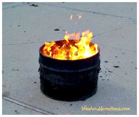Бочка с горящим мусором
