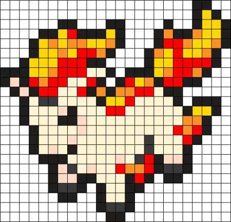 Рисунок в клеточку с огнем