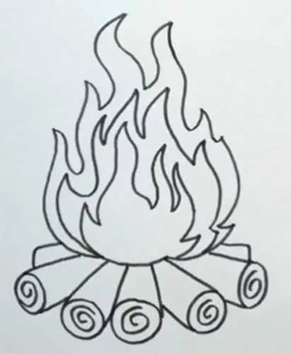 Костёр рисунок карандашом