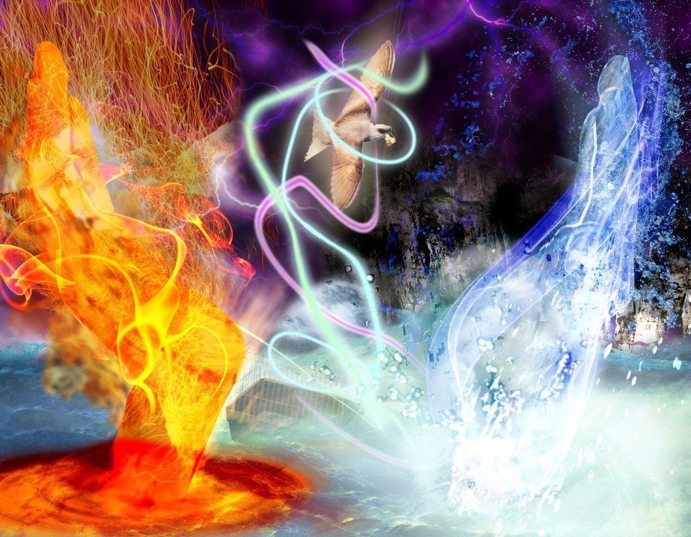 Огонь и вода картинки в храме мага. Стихии. Четыре стихии природы. Стихии огонь вода воздух земля. Магия стихий.
