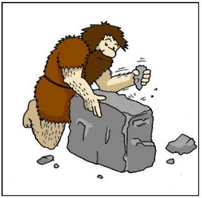 Первобытный человек с камнем