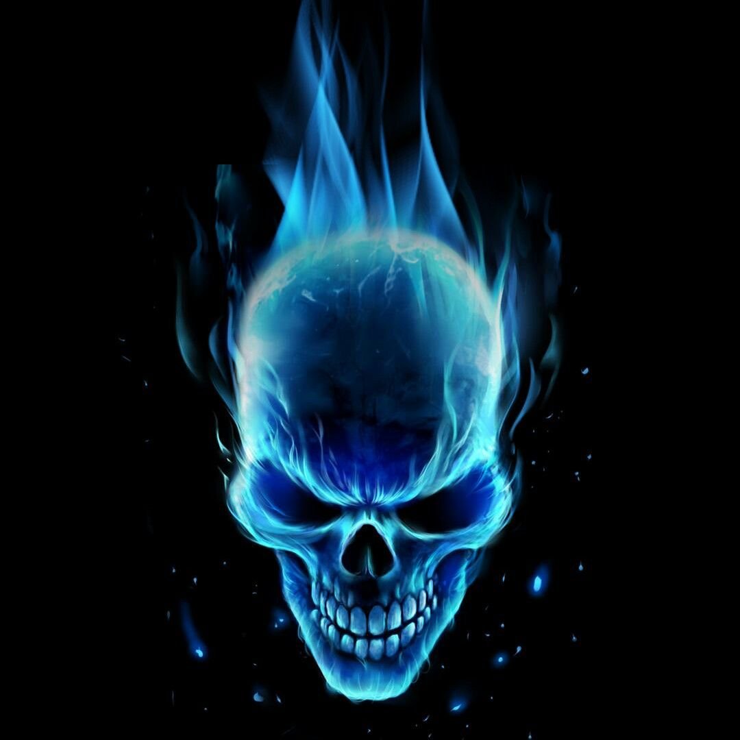 Череп это не просто гнев. Синий череп. Синий Огненный череп. Череп в синем пламени.