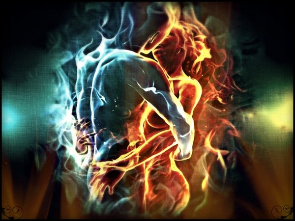 Мужчина и женщина в огне