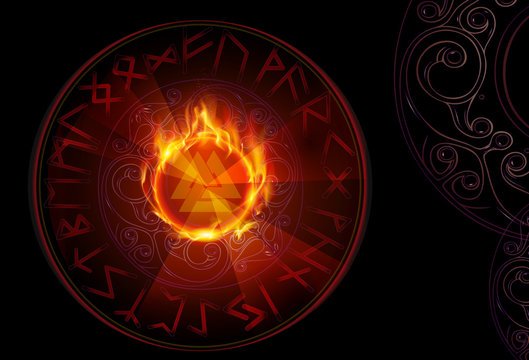 Руны на фоне огня