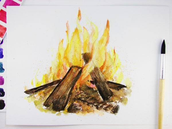 Как нарисовать огонь акварелью?