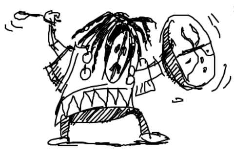 Силуэт шамана с бубном