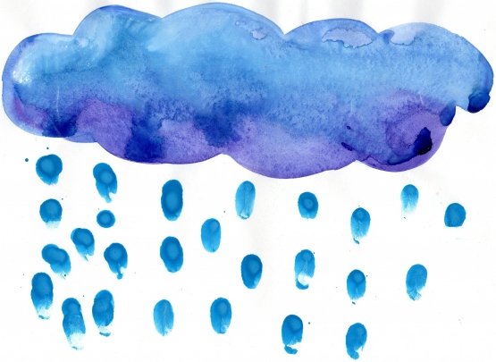 Рисование дождя пальчиками