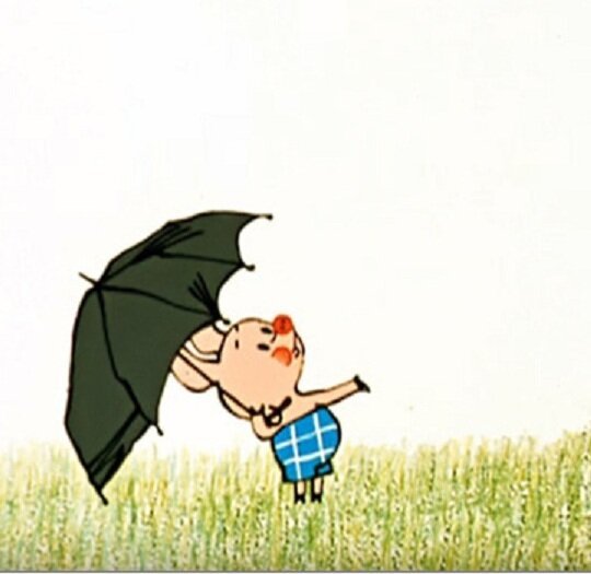 Пятачок из Винни пуха Советский с зонтиком