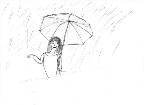 Человек под дождем рисунок