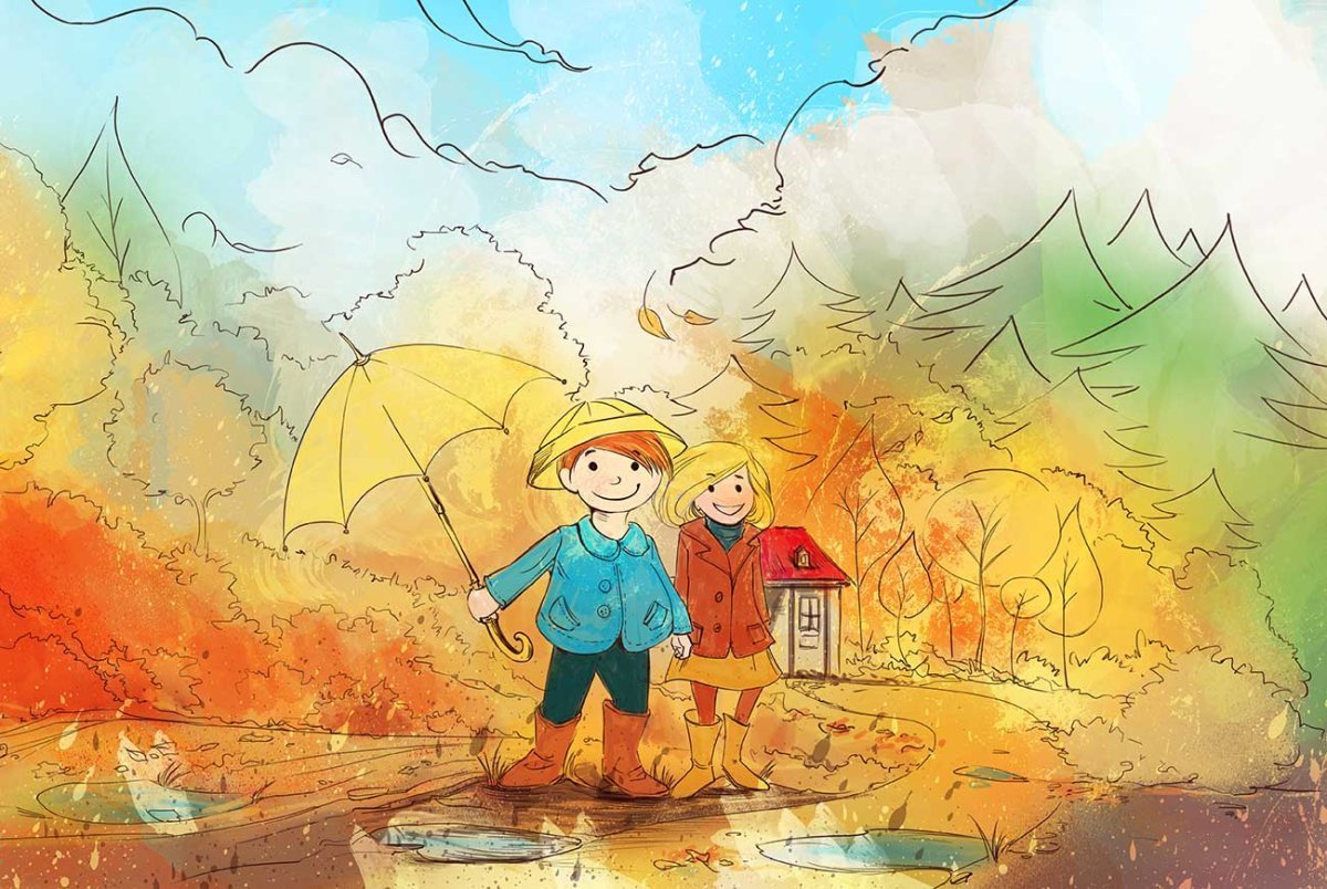 Осень детские картинки. Осенние иллюстрации для детей. Осень иллюстрации. Осень картинки для детей. Дождливая осень для детей.