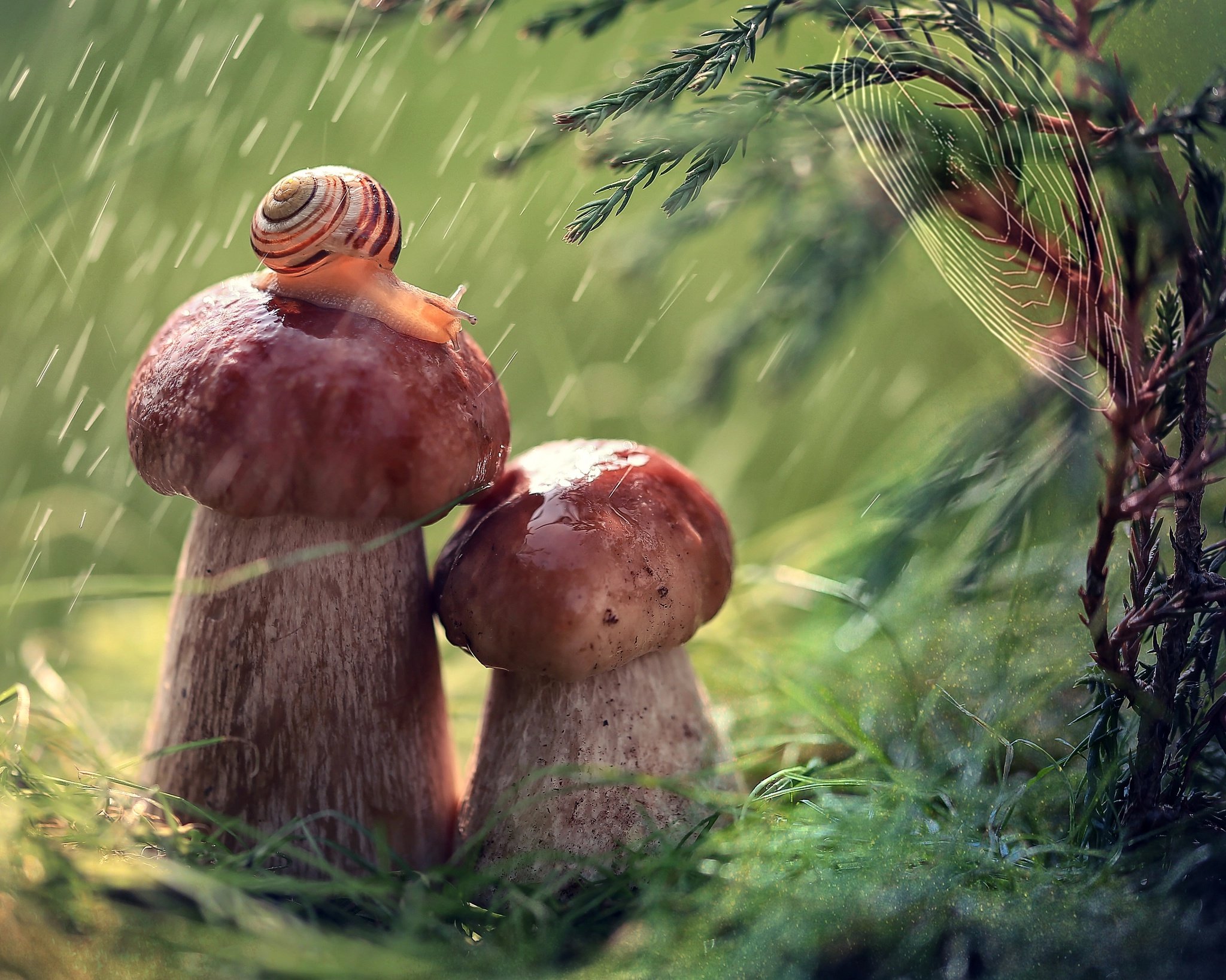 Грибы для людей и природы. Гриб Ведьмин Боровик. Грибной дождь. Красивые грибочки. Макросъемка природа.