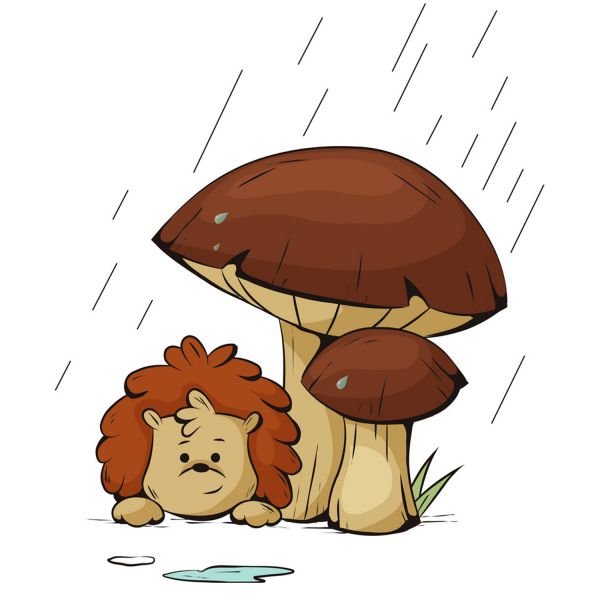 Ежик под грибом