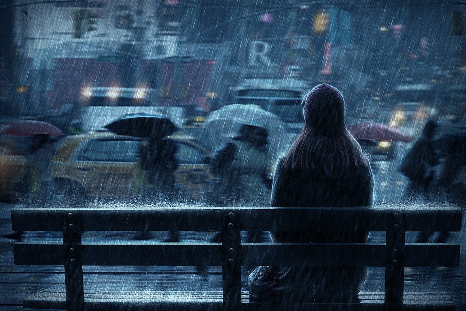 Дождь без перерыва. Дождь одиночество. Человек под дождем. Одиночество в городе. Сидит под дождем.