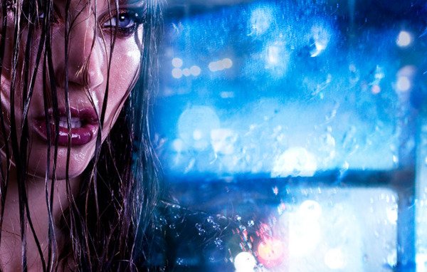Девушка мокрое лицо дождь