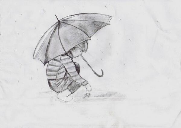 Девочка с зонтом для срисовки