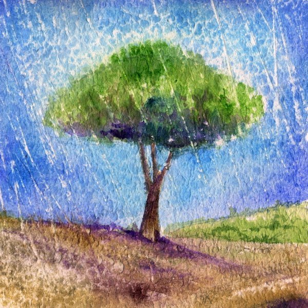 Рисование дерево под дождем