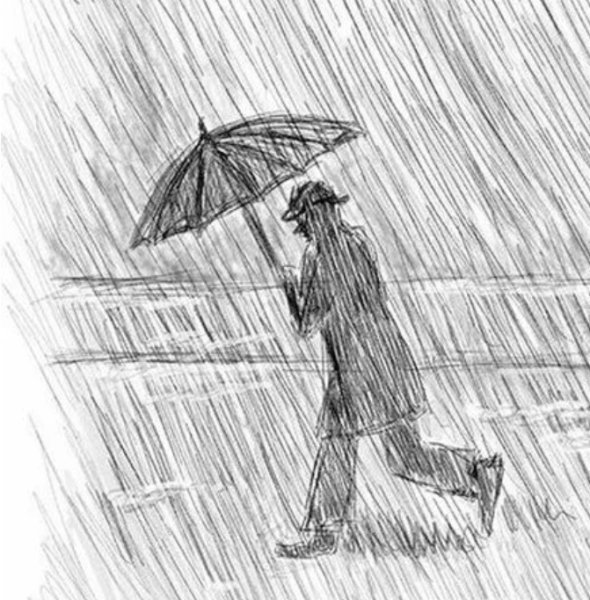 Человек под дождем рисунок