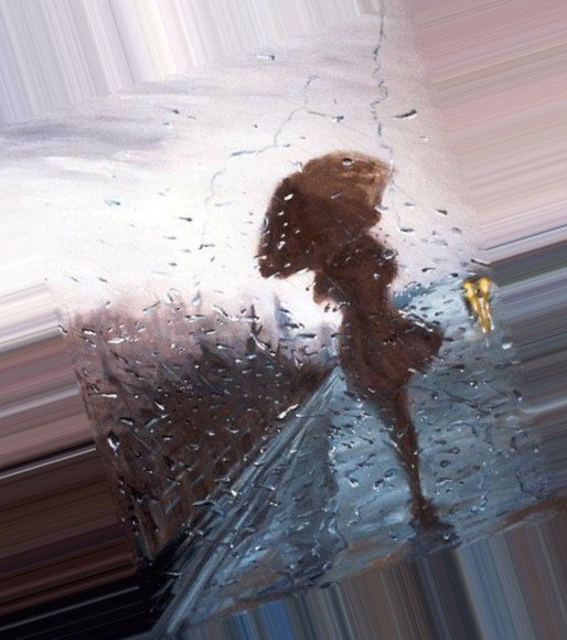 Грустная женщина под дождем