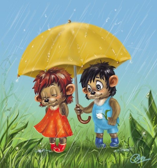 Ежик под зонтиком