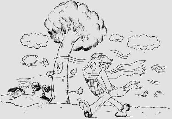 Раскраска сильный ветер для детей