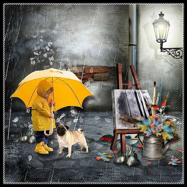 Щенок под зонтиком