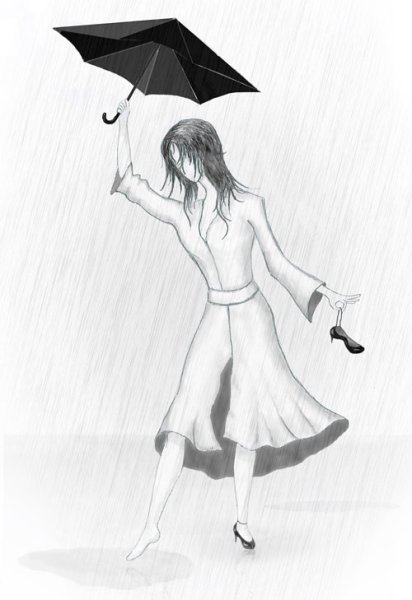 Девушка с зонтом рисунок карандашом