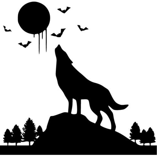 Силуэт волка воющего на луну