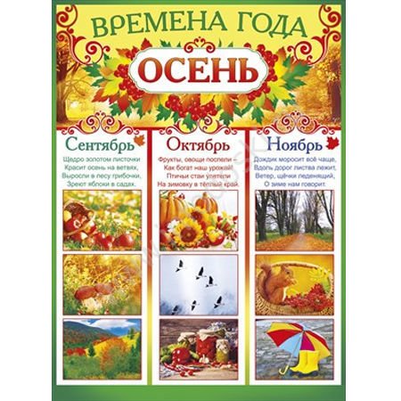 Месяцы осени для дошкольников
