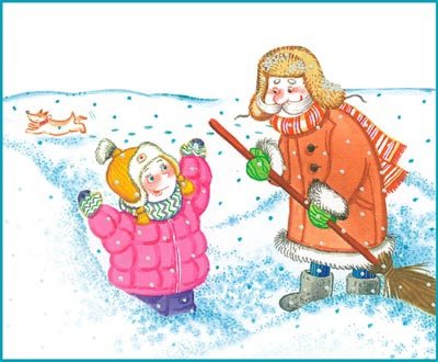Иллюстрации зима дети дворник