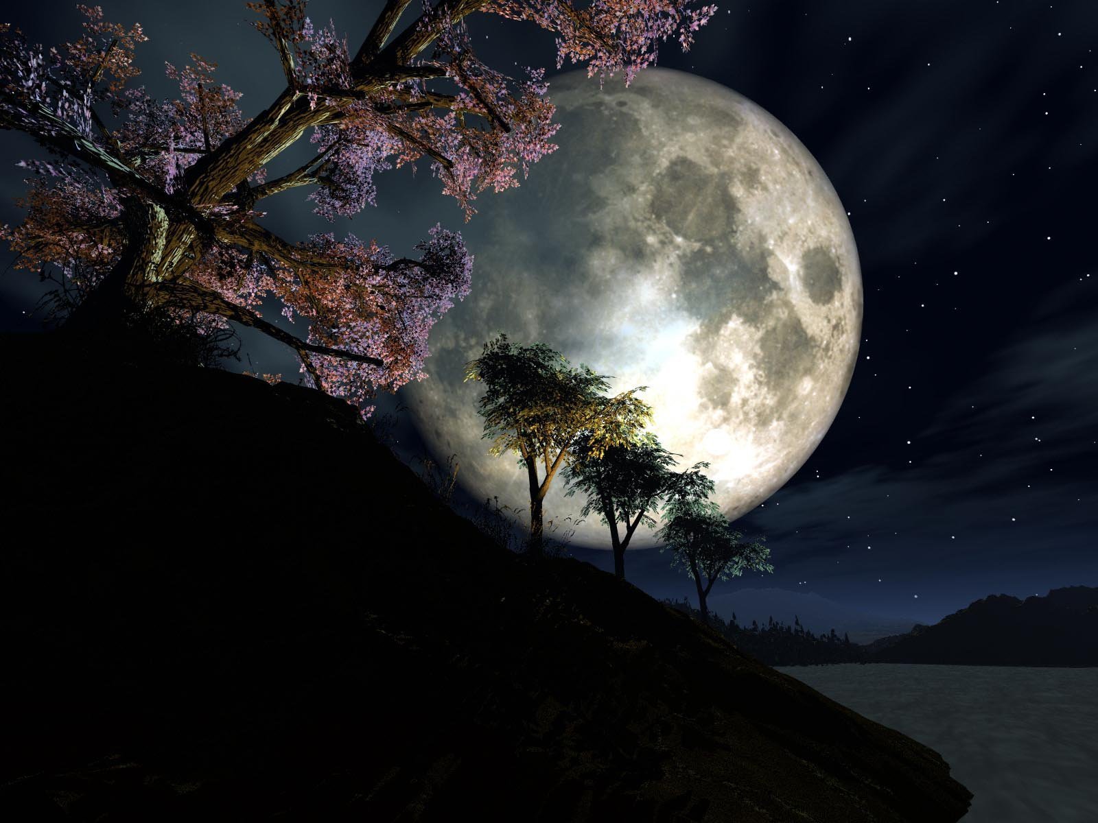 Красивая луна ответ. Полнолуние. Лунный пейзаж. Лунная ночь. Огромная Луна.