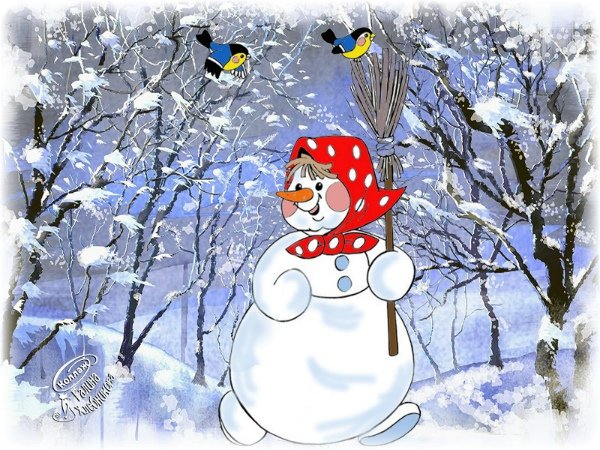 Рисование Снежная баба