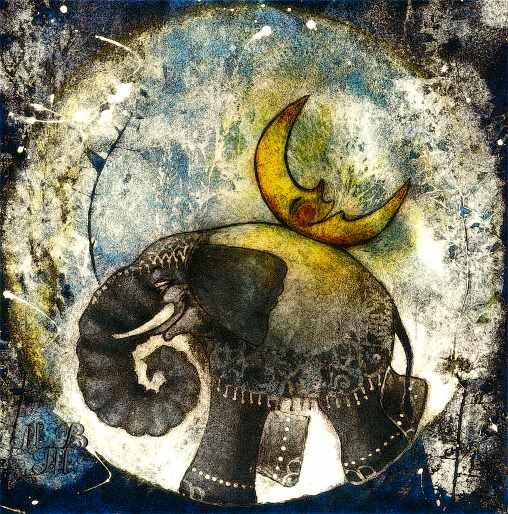 Картина Луна слоны