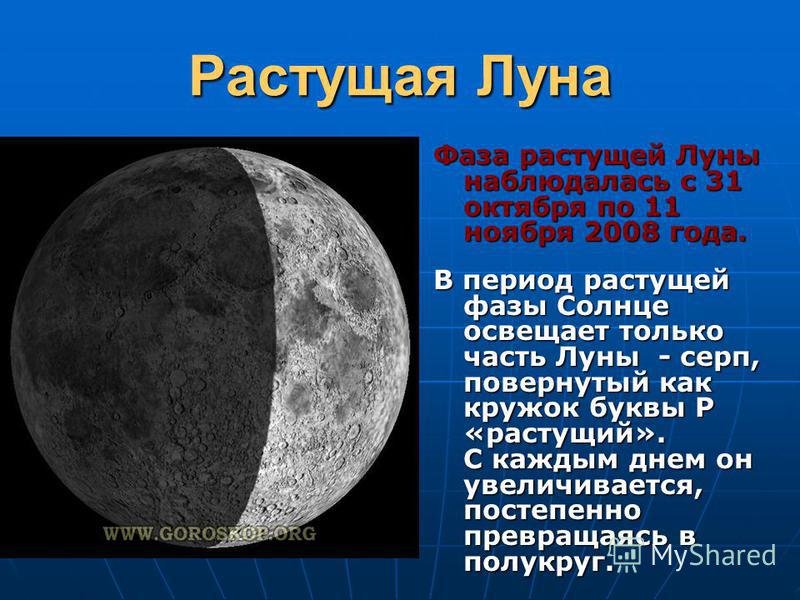 Следующая фаза луны. Растущая Луна. Фаза растущей Луны. Фазы Луны растущая Луна. Луна Спутник земли.