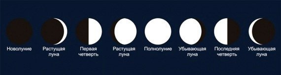 Фазы Луны картинки с названиями