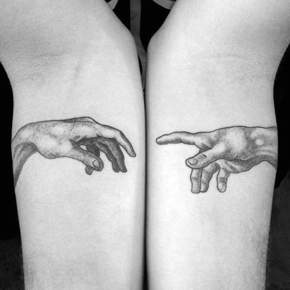 Парное тату Сотворение Адама